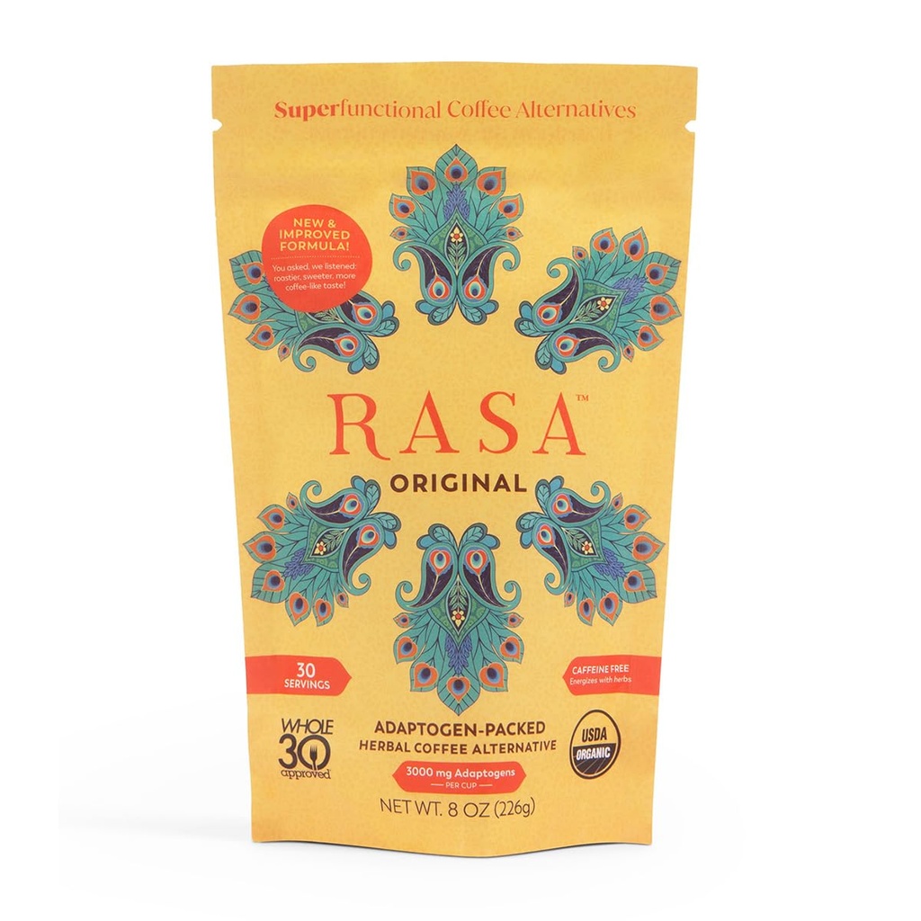 Rasa Original – Adaptogenic Mushroom Coffee Alternative to Support Better 전반적인 웰빙, 더 나은 수면, 클리어러 스킨 | Vegan, Keto, Whole 30, Chaga + Reishi (8 oz / 30 서빙)와 Ayurveda Wellness Tonic