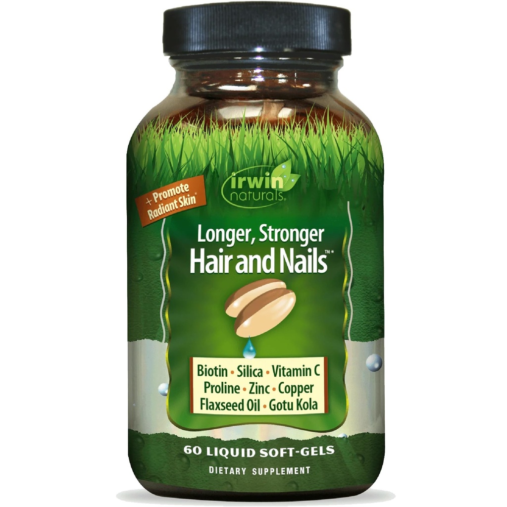 Irwin Naturals, Nutrient Rich의 건강한 피부 & 머리 플러스 못은, 빛나는과 힘, 60의 액체 Softgels를 제공합니다