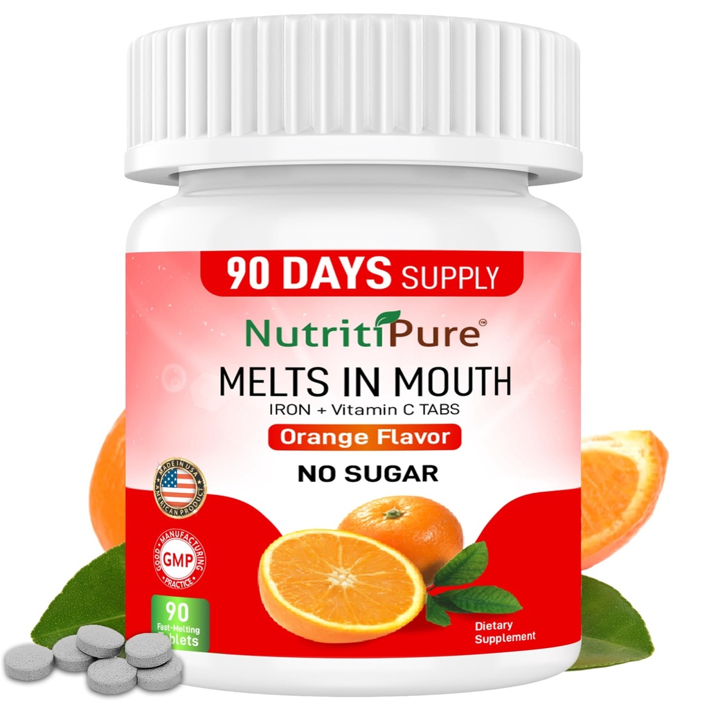 여성/남자를 위한 Chewable 철 보충교재 (탄소 C 30 mg를 가진 Carbonyl 철 18 mg) 오렌지 풍미에 있는 정제 90 조사 (1)
