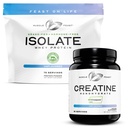 근육 Feast Creapure 크레아틴 Monohydrate - Unflavored 2lb (x1) 및 Isolate Whey Protein Powder - Unflavored 5lb (x1) - 근육 회복 및 성능 번들