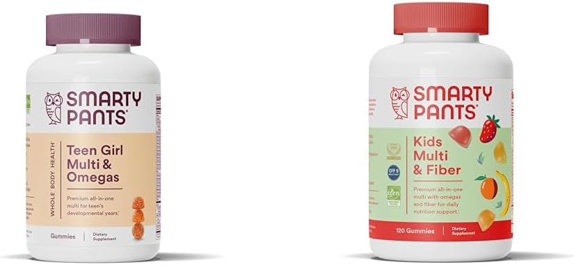 SmartyPants 소녀 Multivitamin Gummies: 오메가 3 물고기 기름 (EPA/DHA), 비타민 D3, C, 비타민 B12 & 아이 Multivitamin Gummies 및 섬유 보충교재: 오메가 3 물고기 기름 (EPA/DHA)
