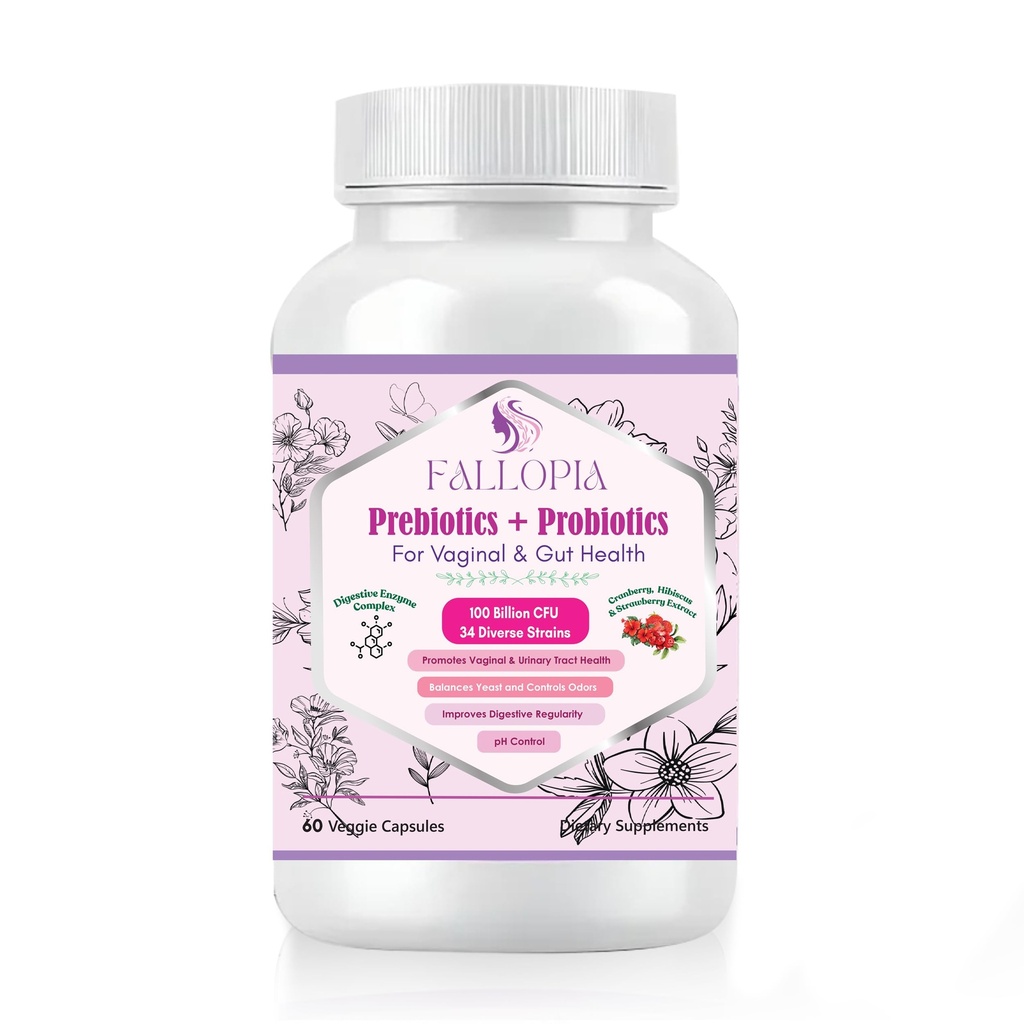 Prebiotics Cranberry D-Mannose Digestive Enzymes & Hibiscus 34 Strains 100 Billion CFU Feminine Care Supplement for Vaginal Gut Urinary Health and pH Balance Support