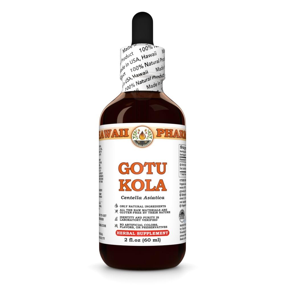 Gotu Kola (Centella Asiatica) Dry Leaf Tincture, Made in Hawaii, Raw Materials, All Natural, Vegan, Pure Liquid Extract - 2 fl.oz