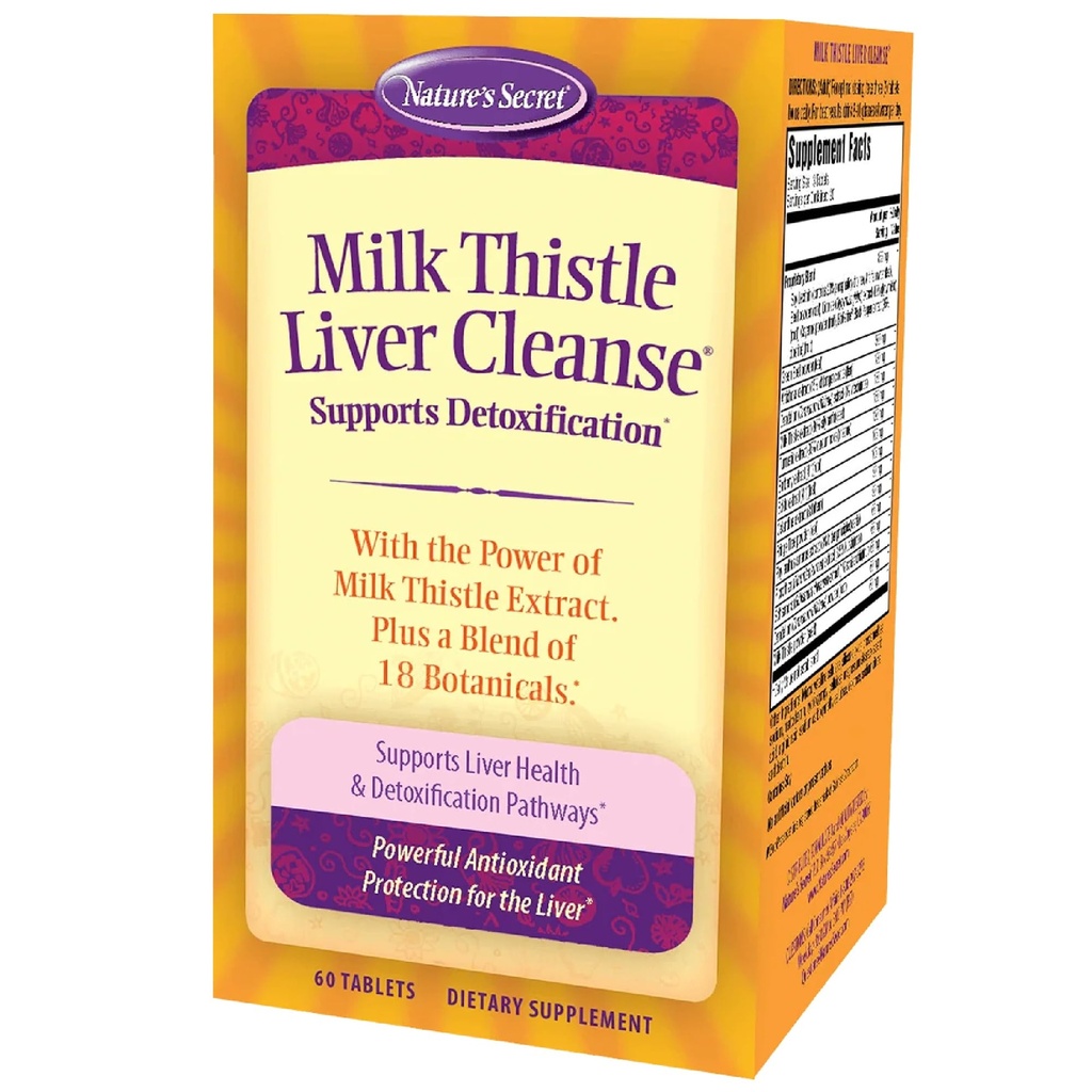 Nature's Secret Milk Thistle Liver Cleanse - 60 정제 - 건강한 간기능 및 해독을 지원합니다 - 18 식물 혼합 심황, 다 델리온, 베레, & Artichoke - 자연 강력한 항산화제