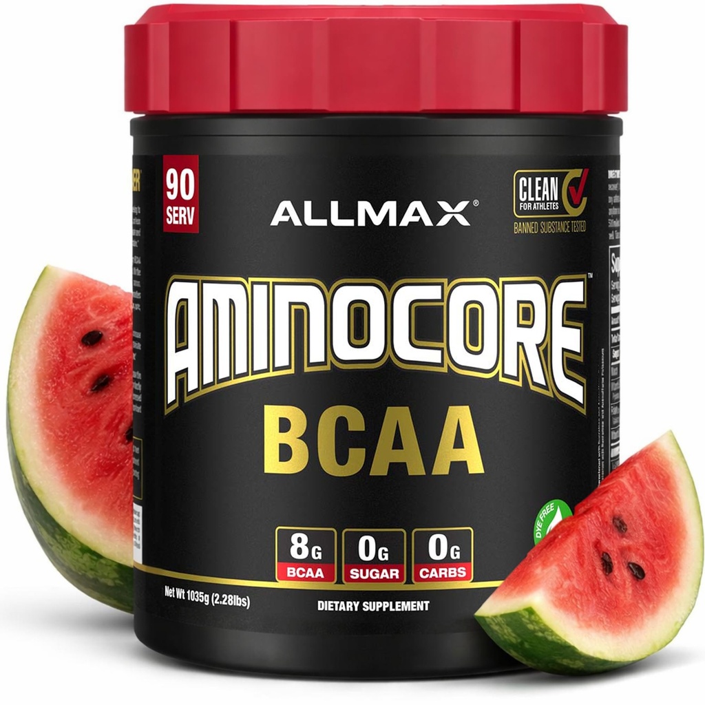 ALLMAX 영양 AMINOCORE BCAA 분말, 아미노산의 8.18 그램, Intra와 포스트 운동 회복 음료, 글루텐 자유로운, 수박, 945 g