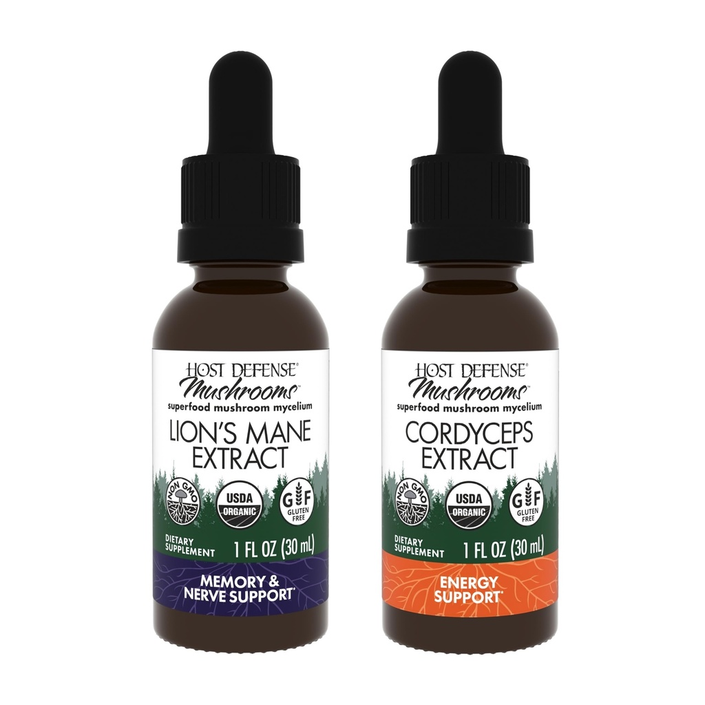 Lion 's Mane Extract, 1 fl oz & Cordyceps Extract, 1 fl oz - 지원 뇌 건강, 기억 및 초점 - 면역 및 에너지 지원 보충교재 *