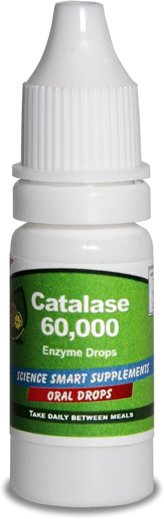 Catalase 60,000 - 과학 똑똑한 - 유일한 - 가장 높은 힘 가득 차있는 흡수 효소 보충교재. 1 달 사용을 위한 31의 복용량. (10mL).
