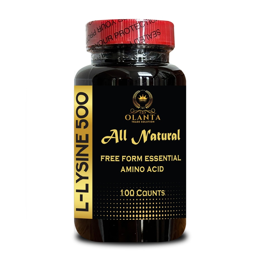 L-Lysine 500mg – Free Form Supplement – Vegan Capsules – Daily Immune Support Nutrition – Non-GMO, Gluten-Free – 1 Bottle 100 Counts
