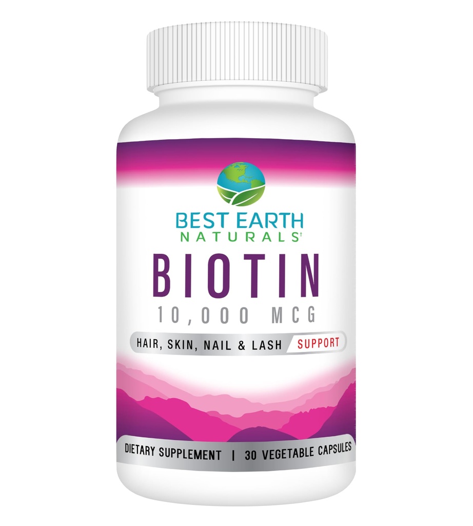 제일 지구 Naturals Biotin 10,000mcg - 머리 성장, 강한 못, 긴 눈 속임 및 건강한 피부를 지원하는 여분 힘 Biotin 비타민 보충교재