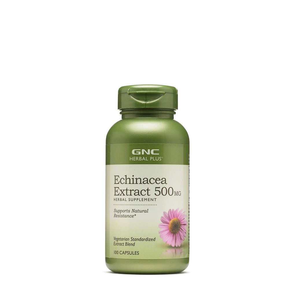 GNC 초본 플러스 Echinacea 추출물 500mg 보충교재, 채식주의자, 지원 자연적인 저항, 100개의 서빙