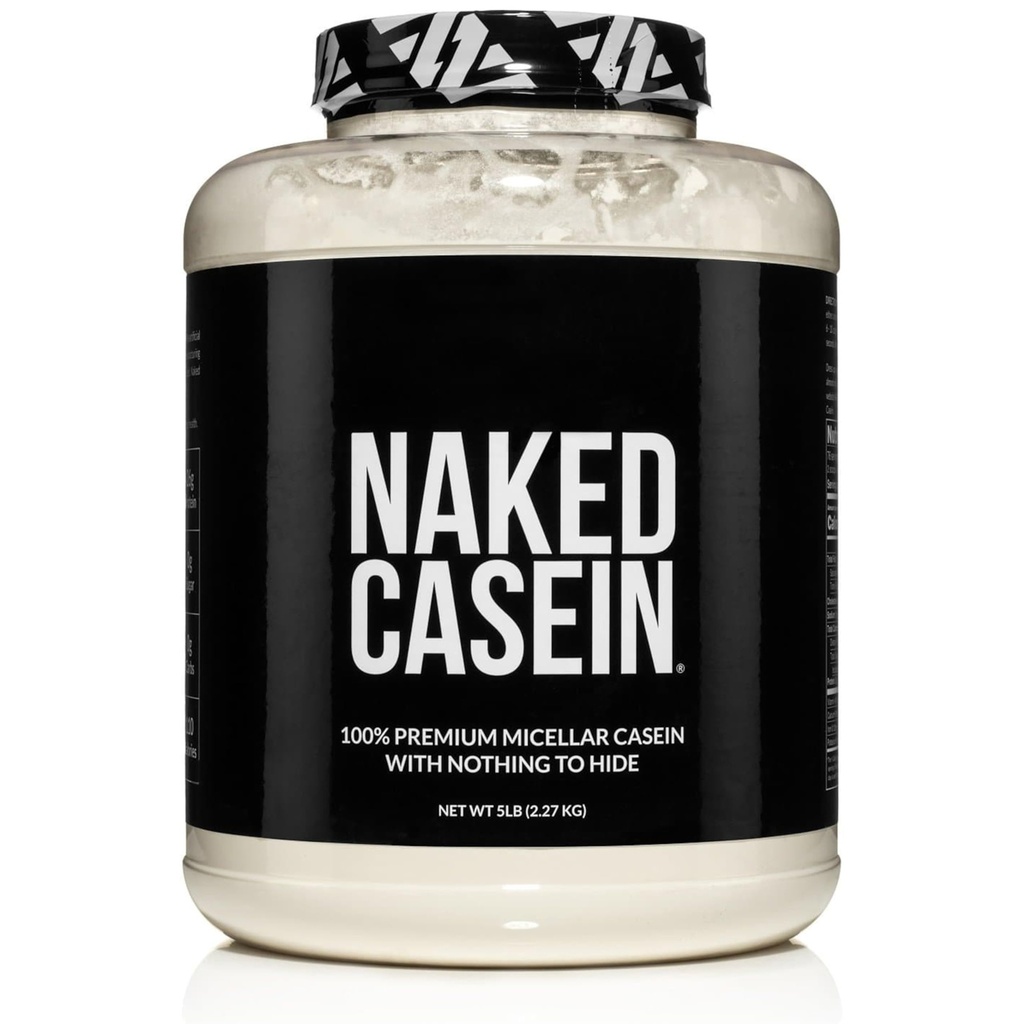 NAKED Casein - 5Lb Micellar Casein Protein Powder - Bulk, Zero Carb, GMO-Free, Gluten Free, Soy Free, Preservative Free - 근육 성장을 자극 - 향상된 복구 - 76 서빙