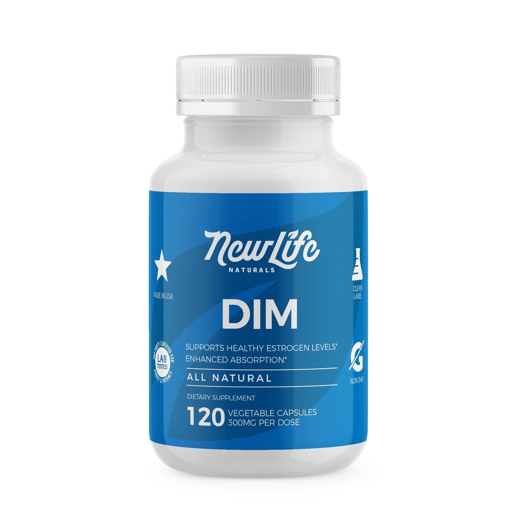 NewLife Naturals DIM Supplement 300mg, Women & Men - Hormonal Acne Pills, Menopause Relief | 건강한 에스트로겐 수준 | Hormonal Balance - 120Day 공급