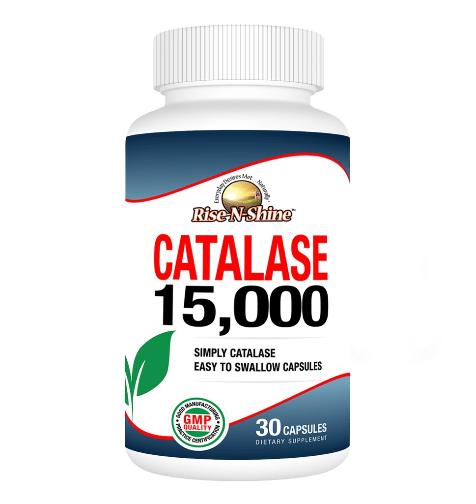 Rise-N-Shine Catalase 보충교재 15,000 - 머리 건강을 위한 강력한 산화 방지제 효소 - 강한 머리 지원을 위한 머리 보충교재 - 30 일 공급
