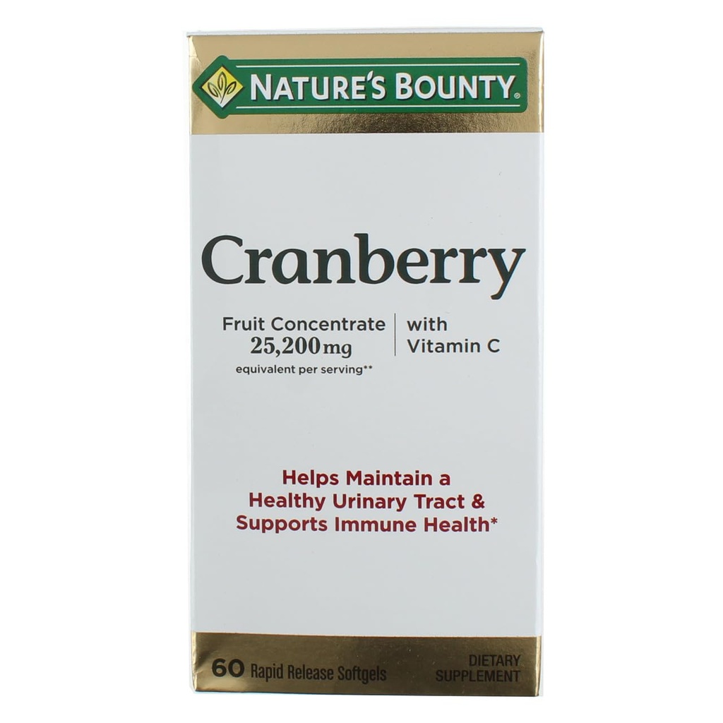 Nature's Bounty Cranberry 다이어트 보충 60 소프트 젤 (팩 2)