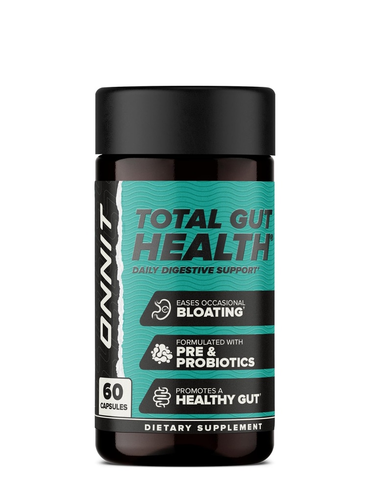 ONNIT Total Gut Health Daily Digestive Support, IGENTM Non-GMO는 Probiotics, Prebiotics, Enzymes 및 Betaine HCL의 7 Strains를 가진 여자와 남자를 위한 소화 보충교재를 시험했습니다, 60 조사
