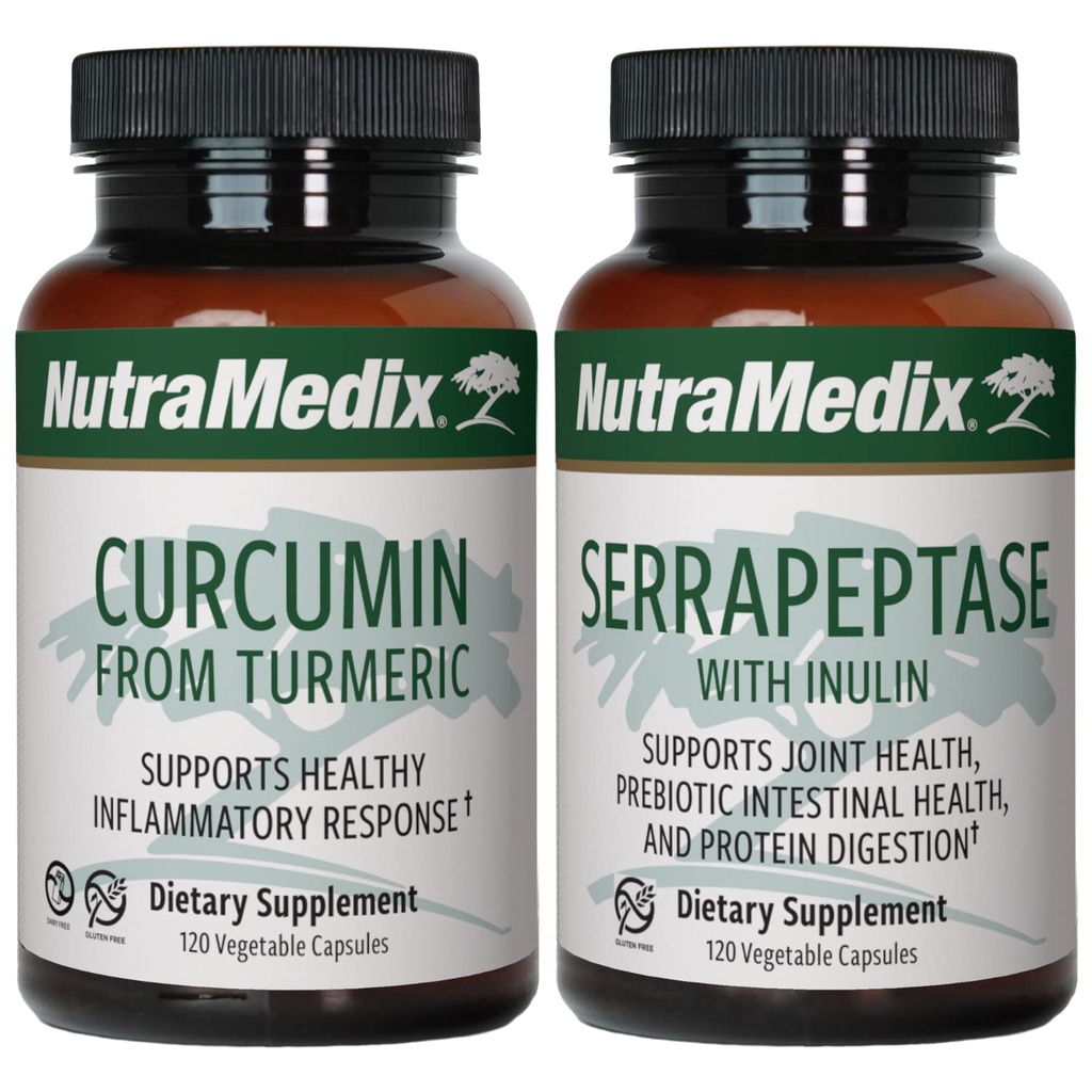 NutraMedix 합동 지원 뭉치 - 합동 지원과 건강한 Inflammatory 응답 지원을 위한 Turmeric와 Serrapeptase 효소 지원 캡슐에서 Curcumin를 포함합니다 - 2 조각 보충교재 세트