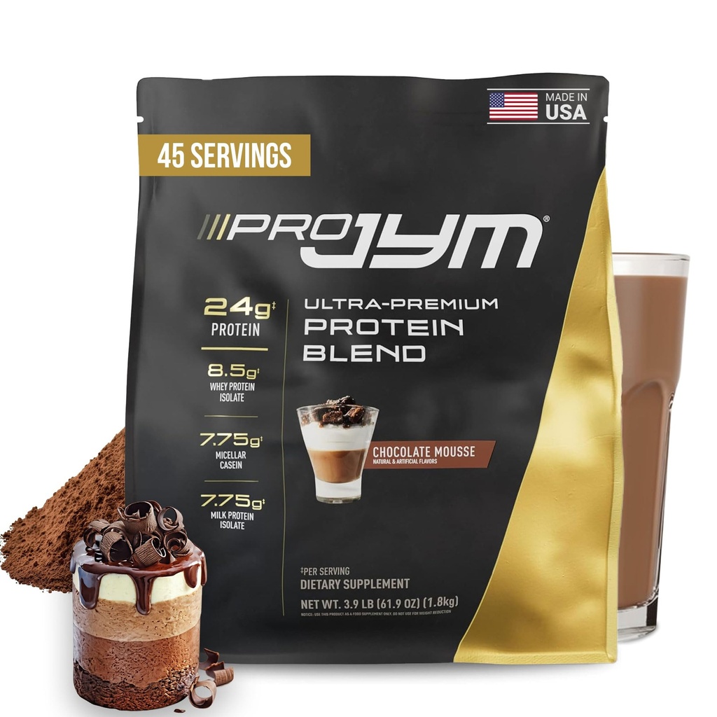 Pro JYM Chocolate Mousse Protein Powder - Whey Protein Isolates, Casein, & Milk Protein, 남성 및 여성을위한 Lean Muscle Building, JYM 보충 과학, 45 서빙