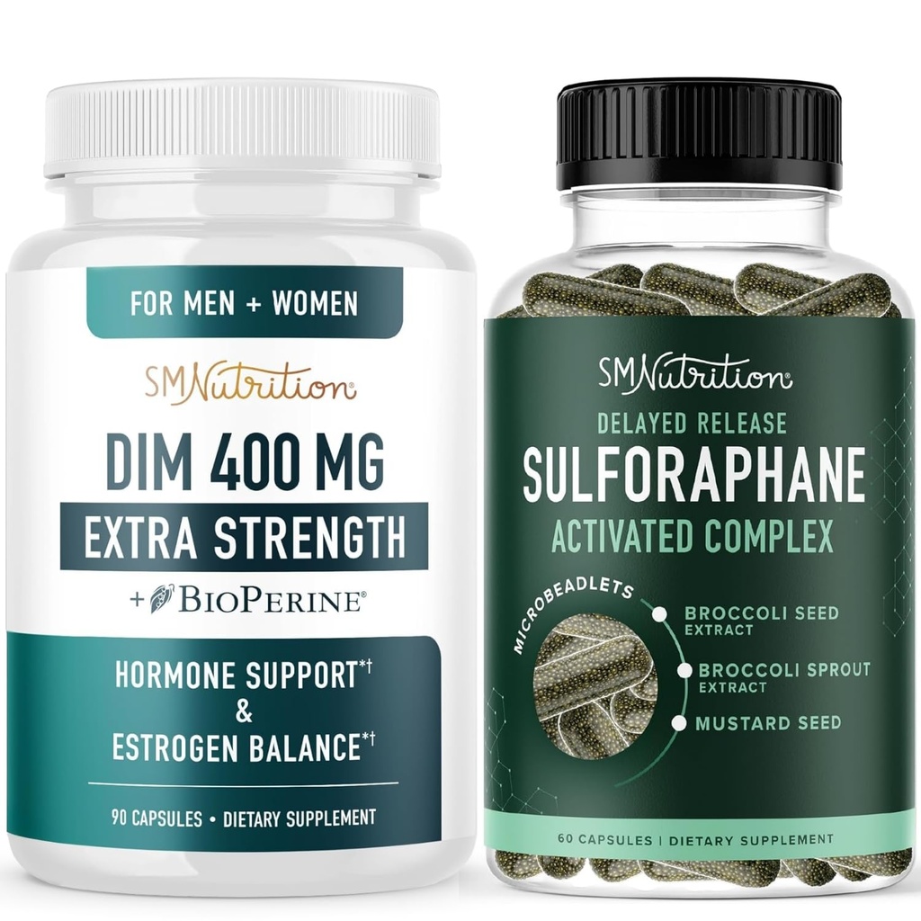 Sulforaphane Complex & 400mg DIM 여성을 위한 강화한 에스트로겐 균형을 위한 보충교재 | 여분 힘 DIM (90 서빙)를 가진 진보된 Microbeadlet 호르몬 균형 보충교재 (60 서빙)
