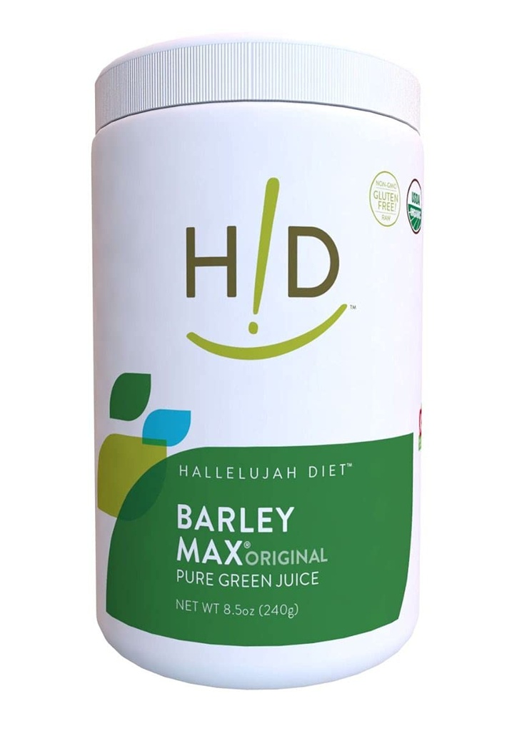 Hallelujah Diet Organic BarleyMax - Barley Grass Juice 및 Alfalfa Juice Powder, Vegan Formula, Plant-Based Dietary Supplement, 건강 식품 제품, Original, 8.5 Ounce Bottle (60 일 공급)