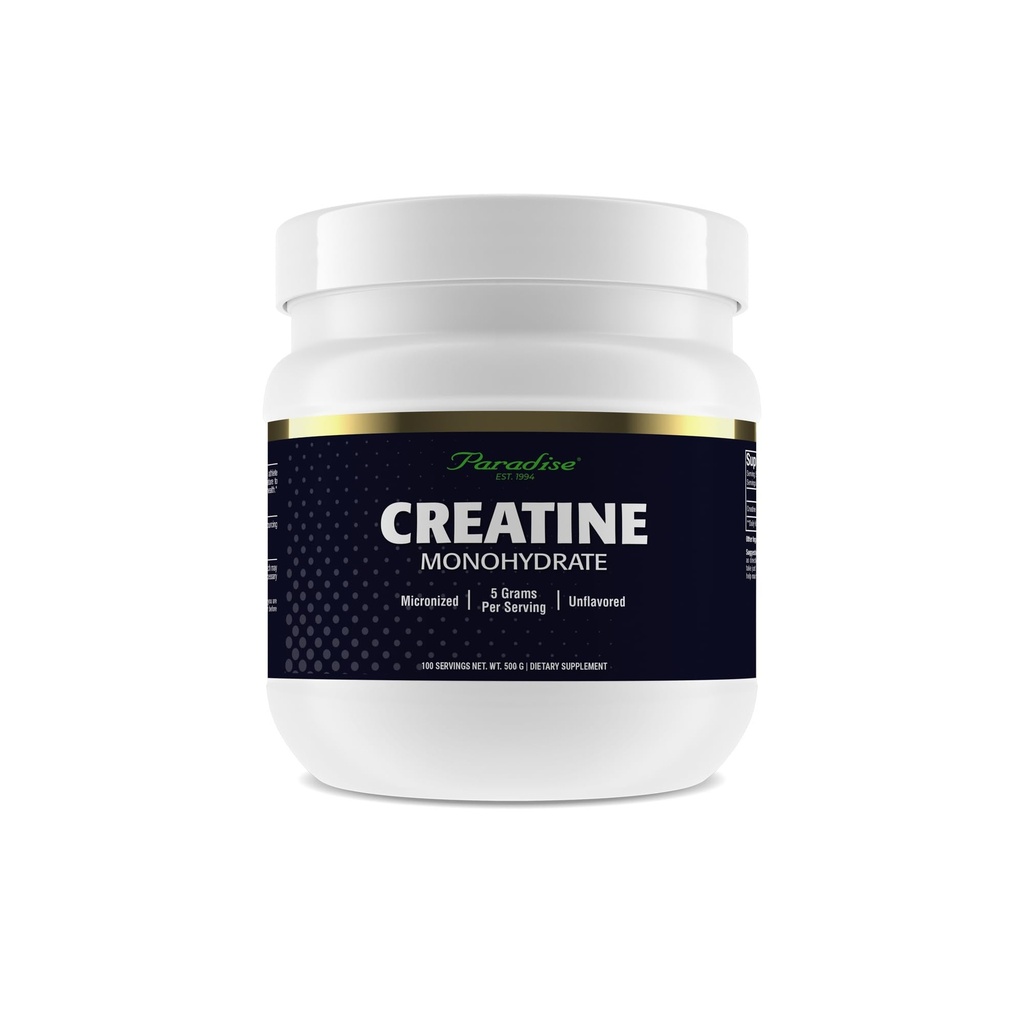 파라다이스 크레아틴 Monohydrate 분말, 강화된 흡수를 위해 Micronized, 지원 근육 건물 & 운동 성과, 500g, 100 서빙