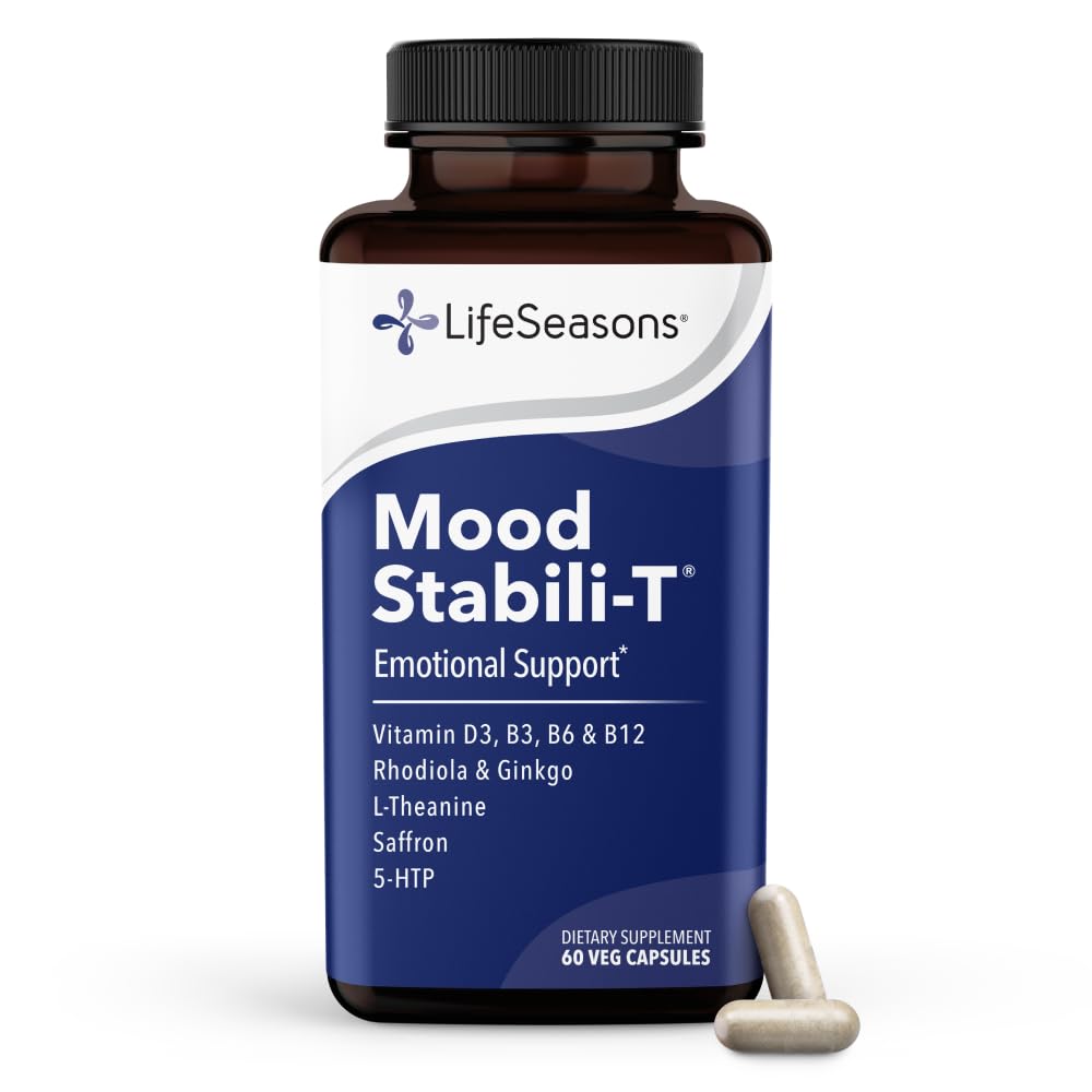 LifeSeasons - Mood Stabili-T - 긍정적 인 무드 부스터 - 향상된 칼로리와 행복 - 휴식과 균형 잡힌 마음 - Rhodiola, Ginkgo Biloba 및 비타민 D3 - (60 캡슐) 포함
