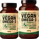 Vegan Omega 3 60 Softgels & 180 Softgels 번들 - 식물 기반 DHA 및 EPA 지방산 - Carrageenan 무료, 물고기 오일 대안, 지원 심장, 두뇌, 관절 건강 - 지속 가능한 소스 조류