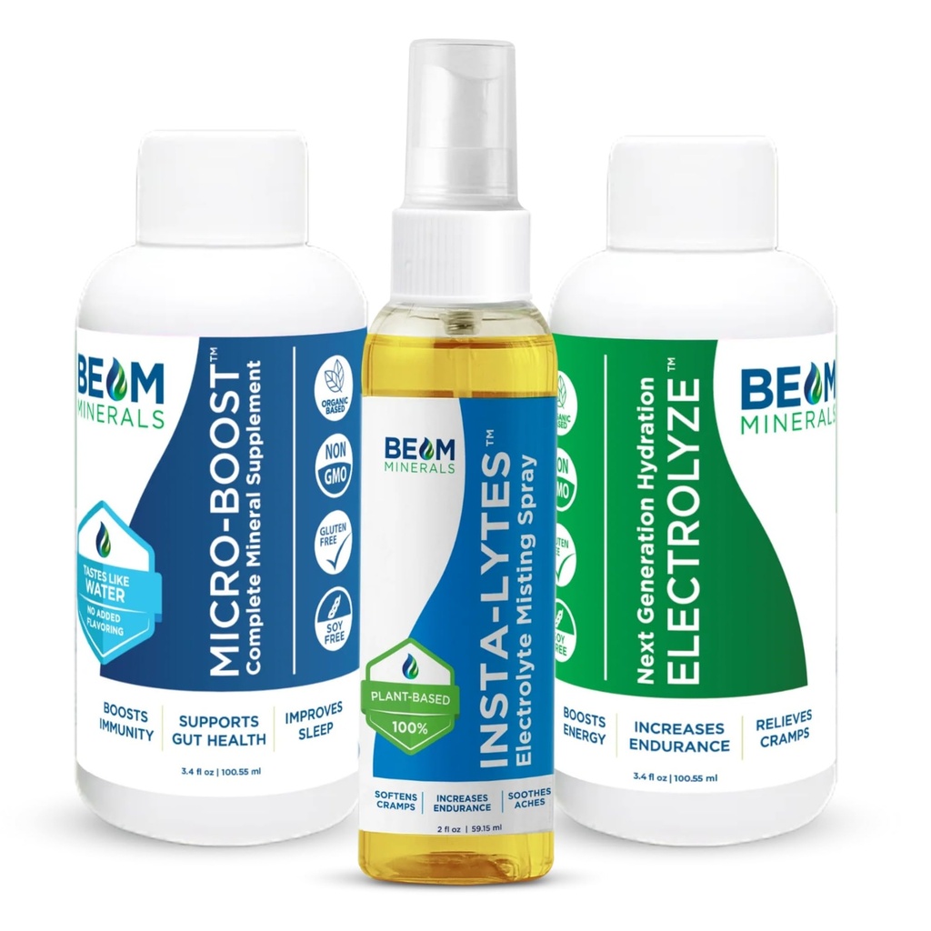 BEAM MINERALS 여행 팩 | 전자 & 마이크로nutrient 지원 On-The-Go | Micro-Boost, Electrolyze 및 Insta-Lytes 2 fl Oz