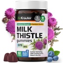 BIO KRAUTER 우유 이틀 간호 해독 Gummies - 1500 mg 힘 - 60 Chews - Silymarin 우유 Thisle 보충교재 - Vegan 젤라틴 자유로운 공식