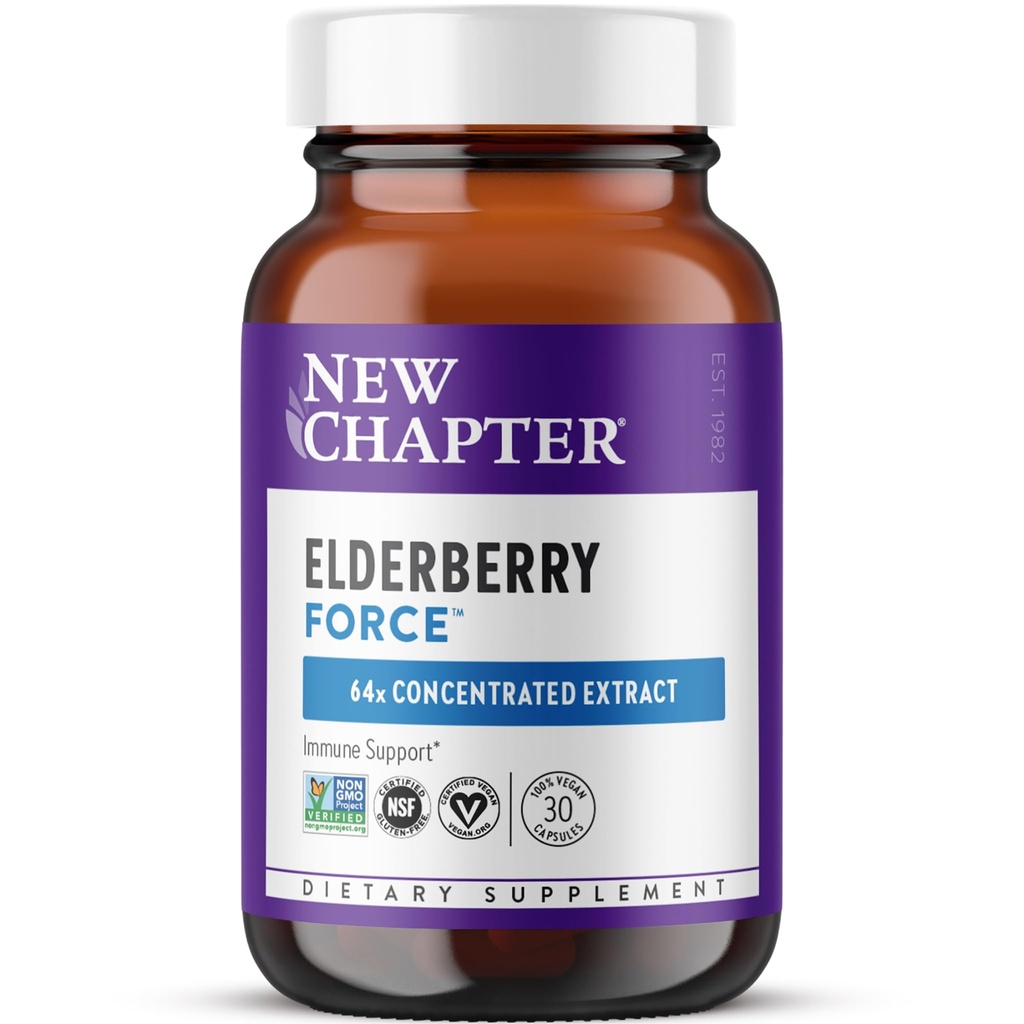 새로운 장 Vegan Elderberry 캡슐 64x 집중 블랙 Elderberry + 블랙 커런트 포괄적인 면역 지원, 비 GMO 프로젝트 검증, 글루텐 무료, 인증 Vegan, 30 카운트