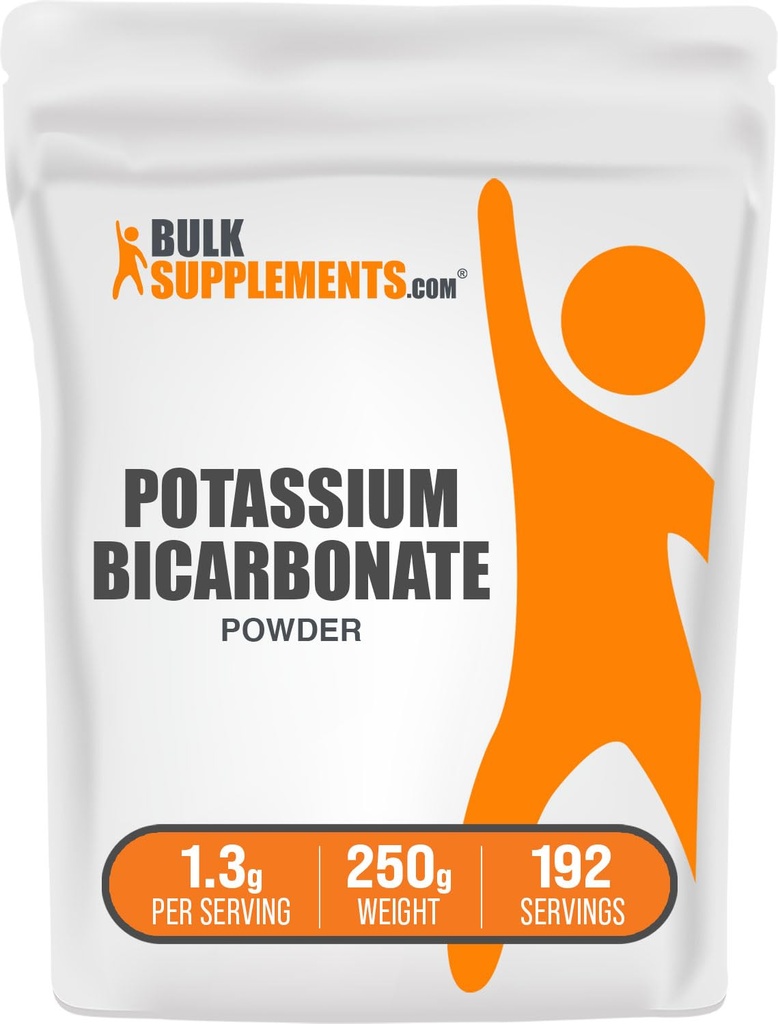 BulkSupplements.com 칼륨 중탄산염 분말 - 칼륨 중탄산염 음식 급료, 무기물 보충교재 - 서빙 당 1.3g, 250g (8.8 oz) (1의 포장)