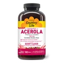 Country Life Acerola Vitamin C Complex, 500mg, Chewable Berry flavored Wafers, Immune Health, 180 Wafers, GFCO의 공인 글루텐 무료, AVA 인증
