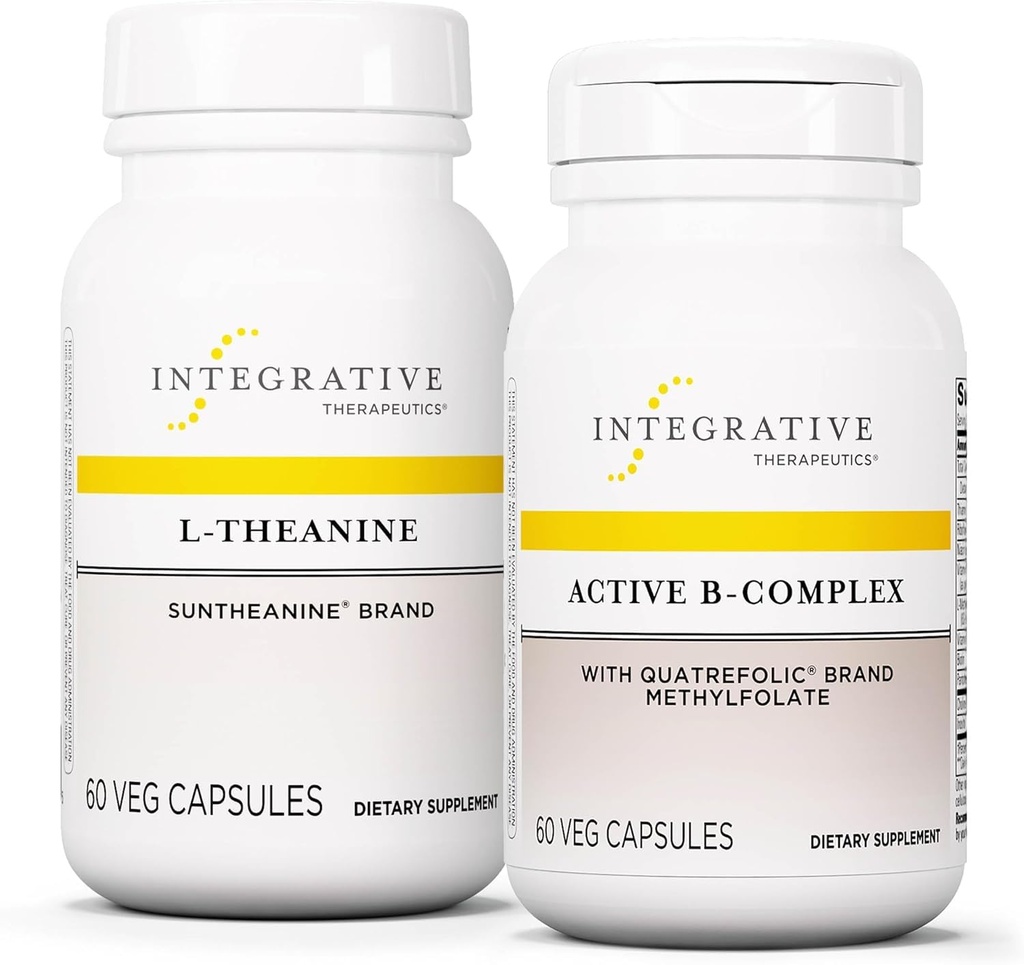 Active B-Complex, 60 캡슐 및 L-Theanine, 60 캡슐과 통합 치료 번들 - 8 B-Vitamins*와 에너지 대사를 지원하는 Active B-Complex - L-Theanine은 Relaxed State*를 지원하기 위해