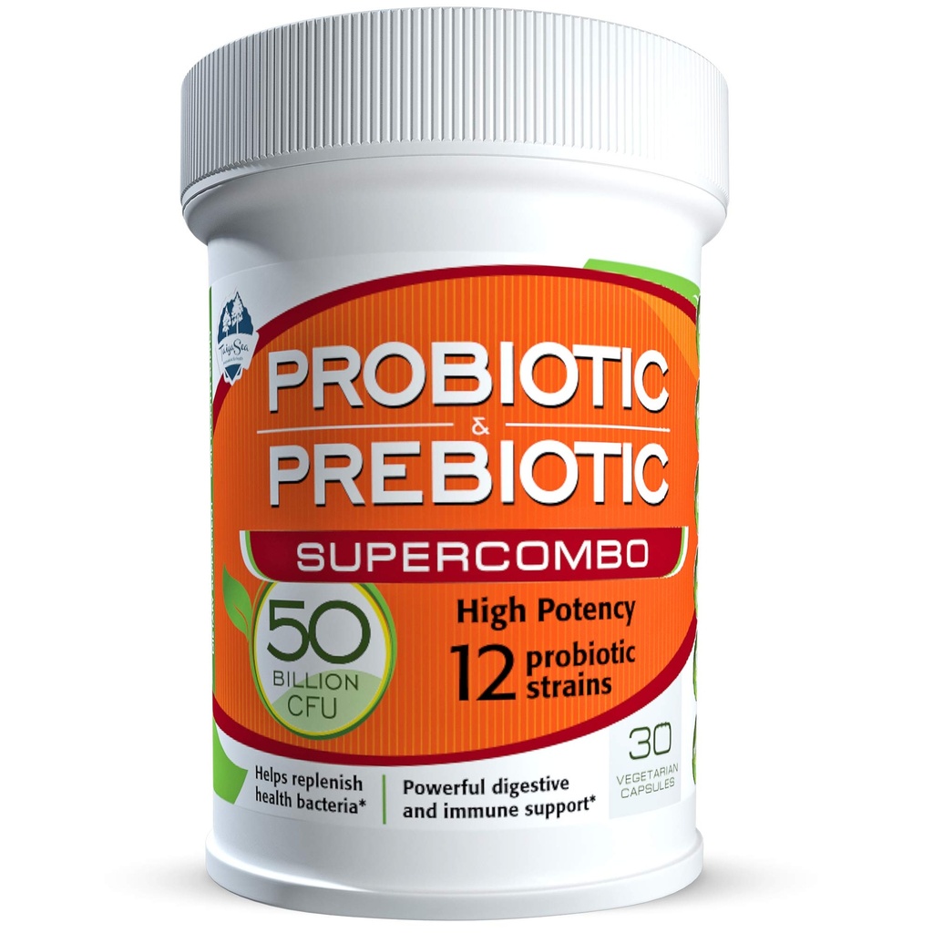 여성과 남성을위한 50 억 CFU Prebiotic 및 Probiotic 보충, 매일 면역 지원 및 소화 건강을위한 12 Strains, 30 Veggie 캡슐, 비 냉장 된 높은 효능 Probiotics
