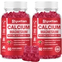 칼슘 Gummies + 마그네슘 & 아연 비타민 D3 & K2, 뼈, 치아 및 면역 지원, 비 GMO, Vegan, 120 조사를위한 높은 흡수 칼슘 보충