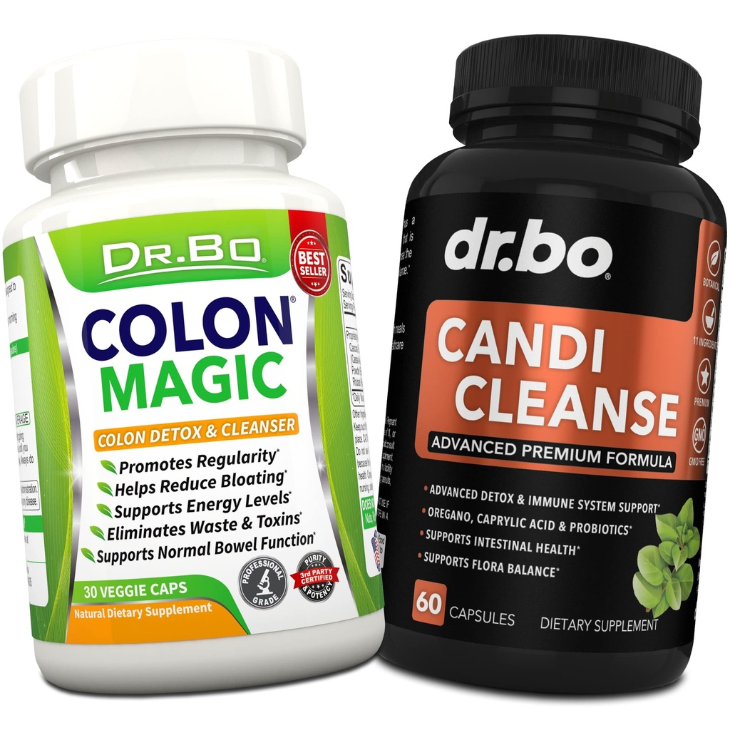 Colon Cleanse Candi Detox Formula - 여성 및 남성을위한 천연 Bowel Cleanser 알약 - 매일 변비 완화 보충교재 Gut Stomach Balance Control