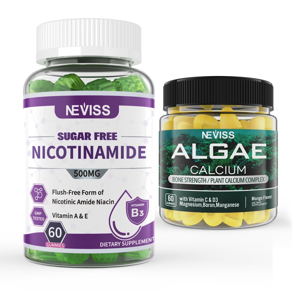 NEVISS Nicotinamide 500mg Gummies + 바다 조류 칼슘 Gummies 번들