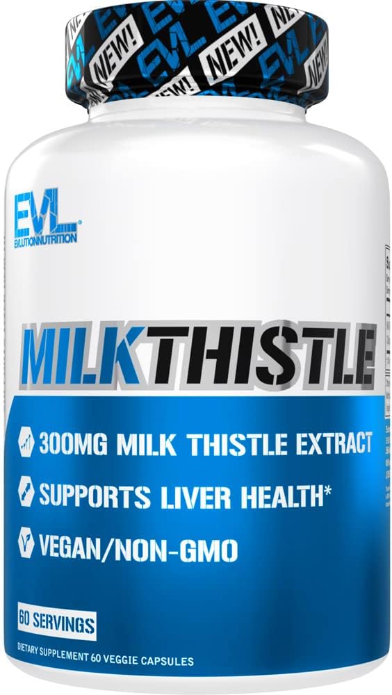 Evlution EVL Silymarin 우유 이틀 캡슐 - Optimal Liver Cleanse Detox & Repair 용 보충 - 순수한 우유 이틀 추출물과 초본 간병 지원 보충 - 60 Non-GMO Veggie 캡슐
