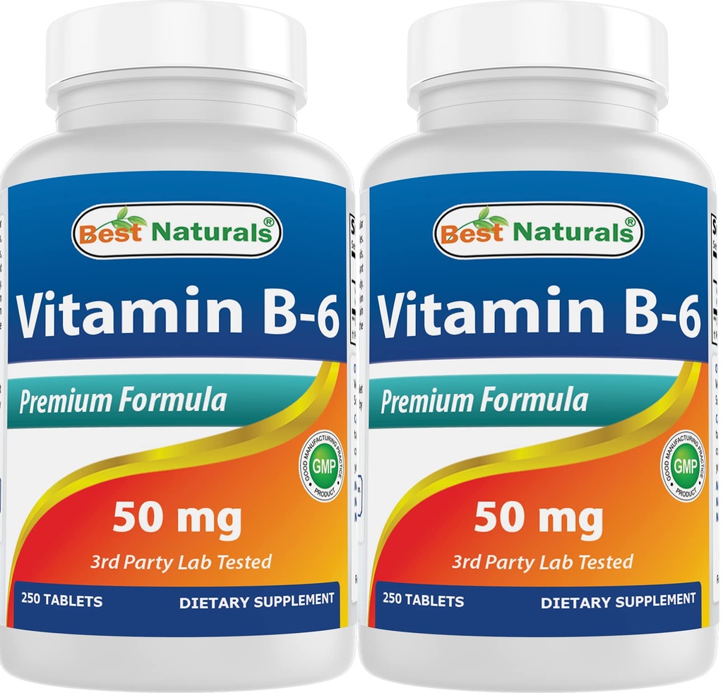 최고의 자연 비타민 B6 50 mg 250 정제 (250 개)