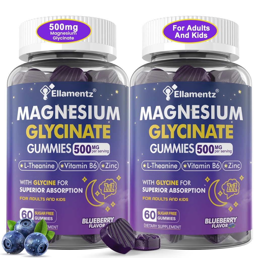 마그네슘은 성인 아이 대를 위한 Gummies 500mg/250mg를, 설탕 자유로운 마그네슘 Calm 잠 원조, 잠, Calm, 근육, Relax 뇌, Melatonin, 2Pack를 위한 L-Theanine 글리신 B6를 가진 아이 잠 Gummies를 제거합니다