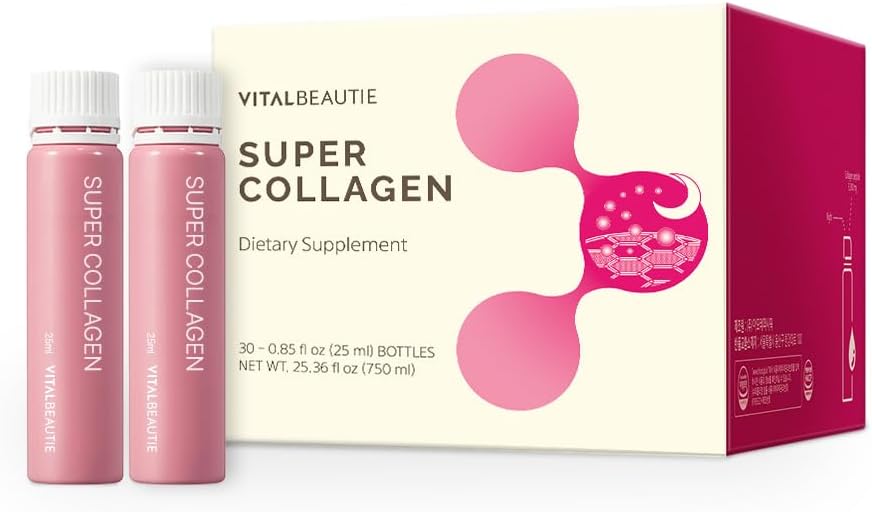 VITALBEAUTIE Super Collagen Original (Liquid Marine Collagen)은 피부, 머리카락, 손톱 + 스트레스 완화, AMOREPACIFIC Korea Skincare의 건강한 수면을 포함 - 30 서빙