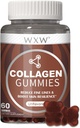 WXW Hydrolyzed Collagen Peptides Gummies for Women, Biotin, 아연, 비타민 C 및 E를 가진 비 GMO 노화 방지 공식, 모발, 피부 및 손톱 | 60ct, 바닐라 불연