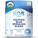 KOS Calming Blue Spirulina Blend- USDA 인증 유기농 - Ashwagandha 뿌리, 레몬 Balm, Reishi Mushroom, B 비타민 - Berry Coconut Cooler 풍미, 28 서빙