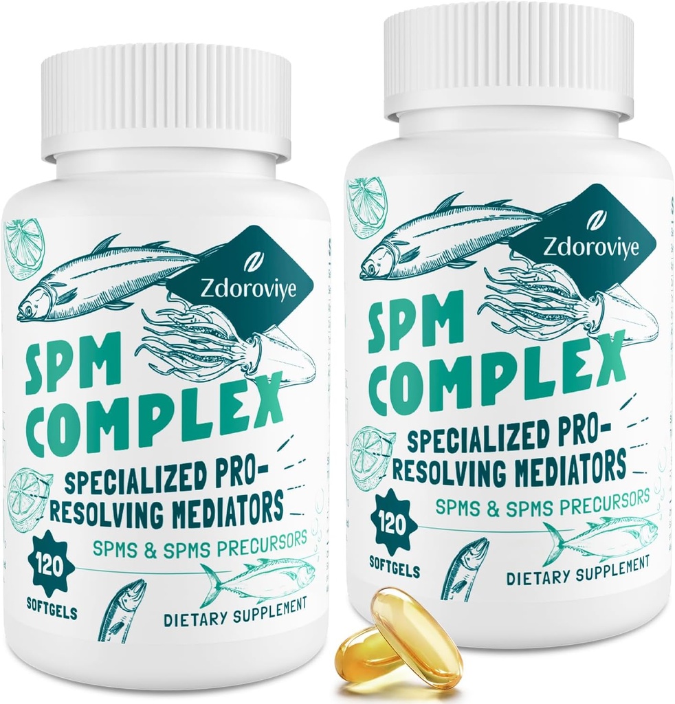 Zdoroviye SPM 보충 - 균형 잡힌 응답, 두뇌, 티슈 & 셀룰러 - 120 Softgels (2 병)에 대한 전문 교육자 및 SPM Precursors Complex