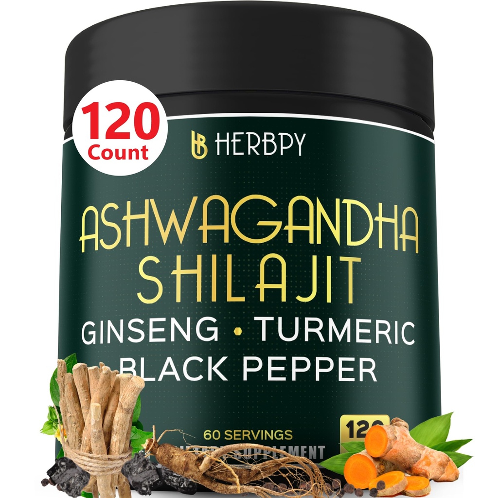 5in1 Ashwagandha Stamina, Energy & Relaxation Support - Plus Ginseng, Turmeric Root & Black Pepper - 120 조사