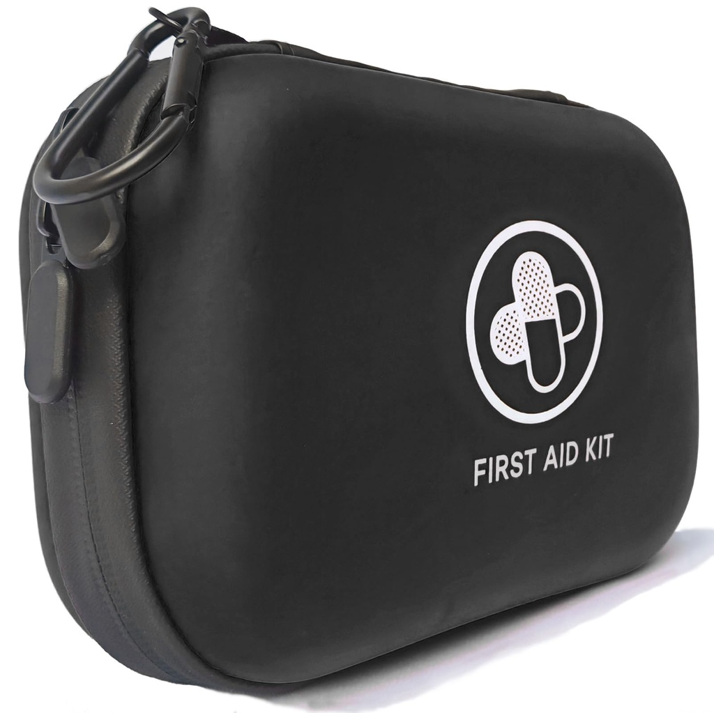 First Aid Kit 152 Piece Waterproof Hard Shell Portable Medical Kit, Black | Waterproof Hard Shell Portable IFAK Emergency Kits for Home, Camping, Hiking, Sports, Office, Travel, Outdoor