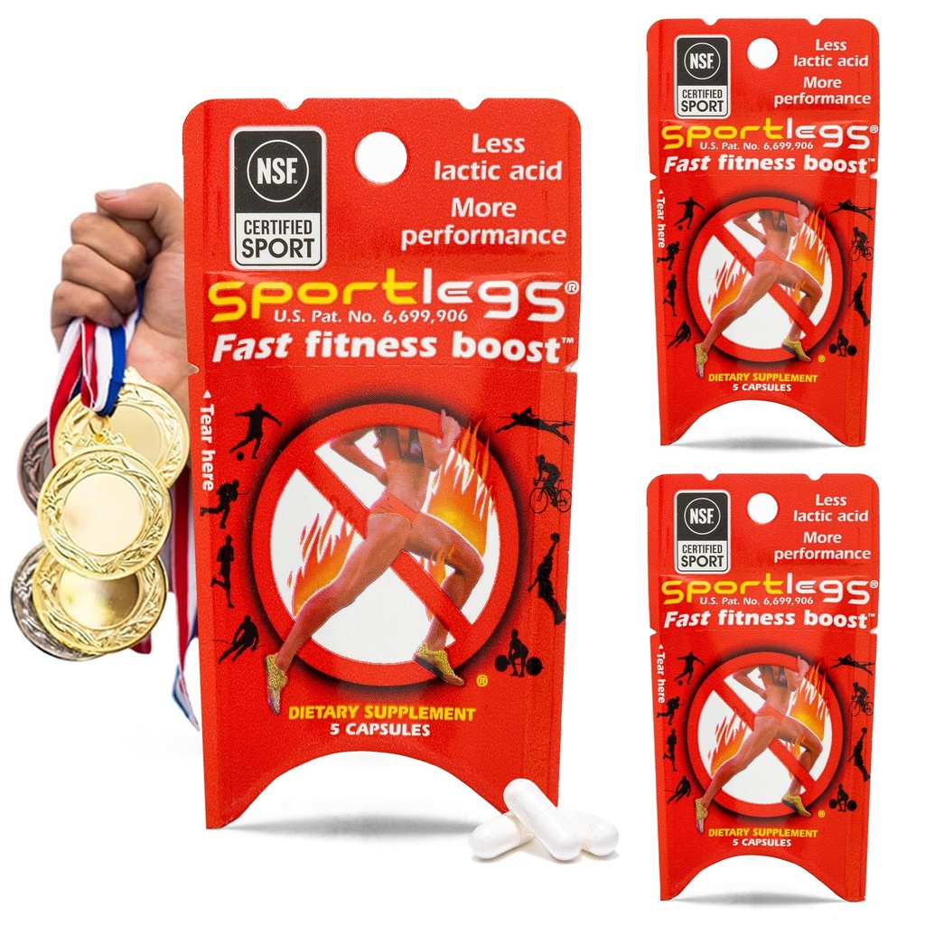 SPORTLEGS Fast Fitness Boost Pre Workout for Men and Women, Lactic Acid Supplement, 스포츠 Endurance Fuel Endurance Supplements for Runners - 5Cap Packet, 3의 시험 팩