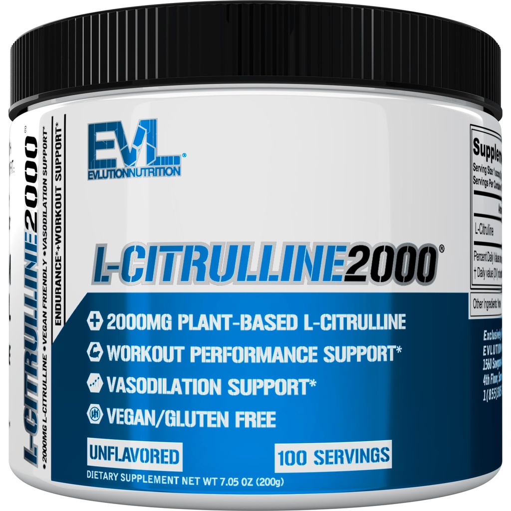 L-Citrulline2000 Nitric 산화물 전 운동 분말 - 고강도 L Citrulline 분말 강화 근육 힘과 강렬한 펌프 - 식물 기반 산화 질소 부스터 - 불쾌