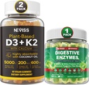 NEVISS 비타민 D3 5000iu & K2의 칼슘 Gummies & 소화 효소 Gummies