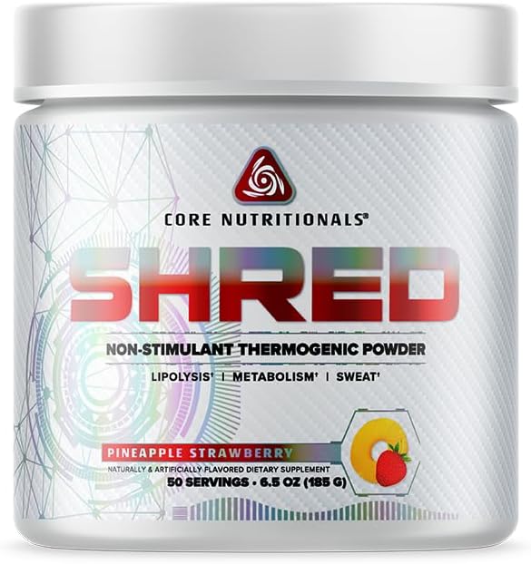 핵심 영양 플래티넘 슈레드 비 자극제, 지방 연소, 1G Acetyl-L-Carnitine 50 서빙 (Pineapple Strawberry)와 Thermogenic 분말