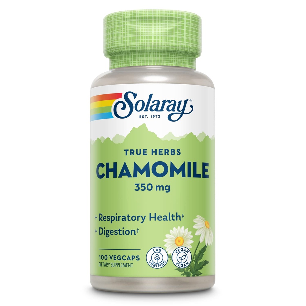SOLARAY Chamomile, Digestion, Respiratory Tract 및 Relaxation, 100 서빙, 100 VegCaps 지원